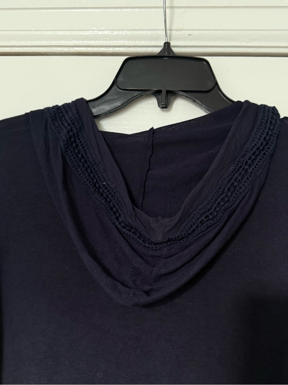 Paper Crane Navy Hooded Knit Pullover Top with Crochet Trim - Picture 7 of 7
